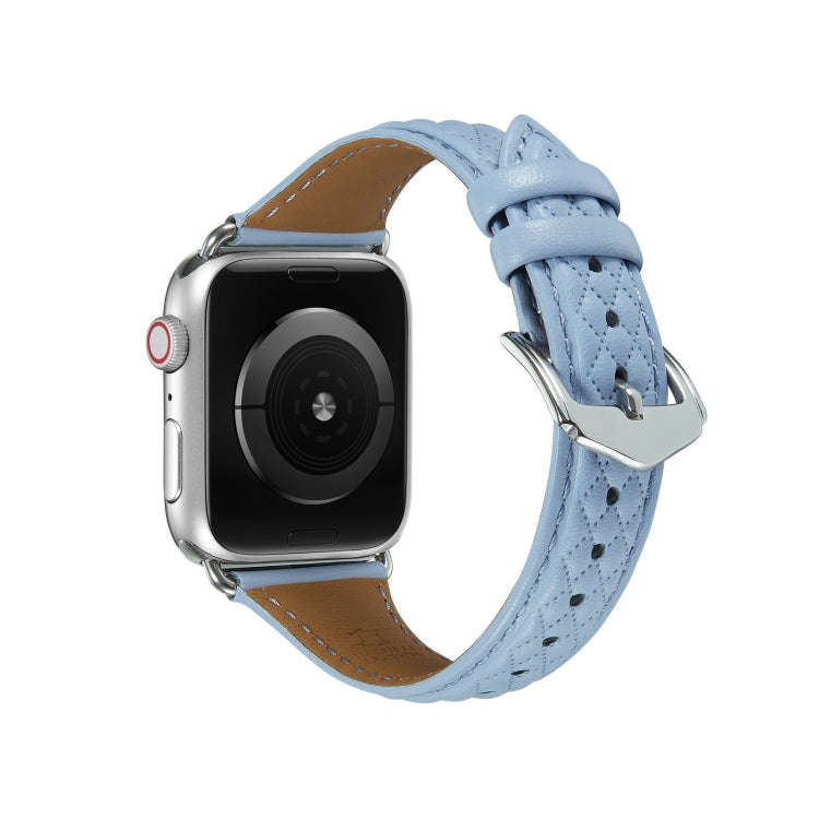 Rhombus Genuine Leather Watch Band For Apple Watch Series 8&7 41mm / SE 2&6&SE&5&4 40mm / 3&2&1 3...