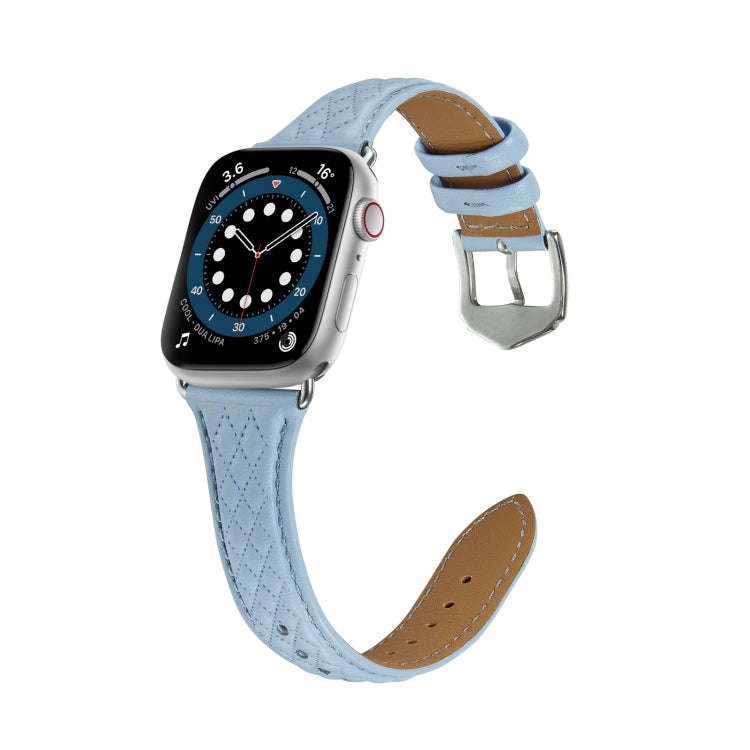 Rhombus Genuine Leather Watch Band For Apple Watch Series 8&7 41mm / SE 2&6&SE&5&4 40mm / 3&2&1 3...