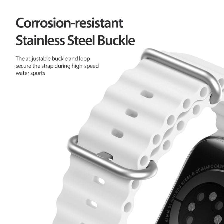 DUX DUCIS Sea Wave Silicone Watch Band For Apple Watch Series 8&7 45mm / SE 2&6&SE&5&4 44mm / 3&2...