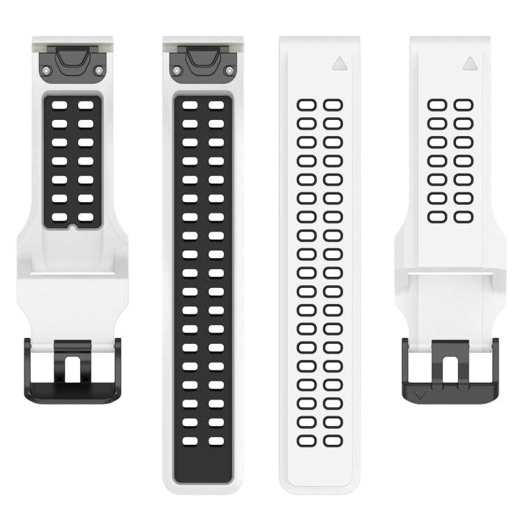 For Garmin Descent G1 / Coros Vertix 22mm Quick Release Double Row Silicone Watch Band(White Black)
