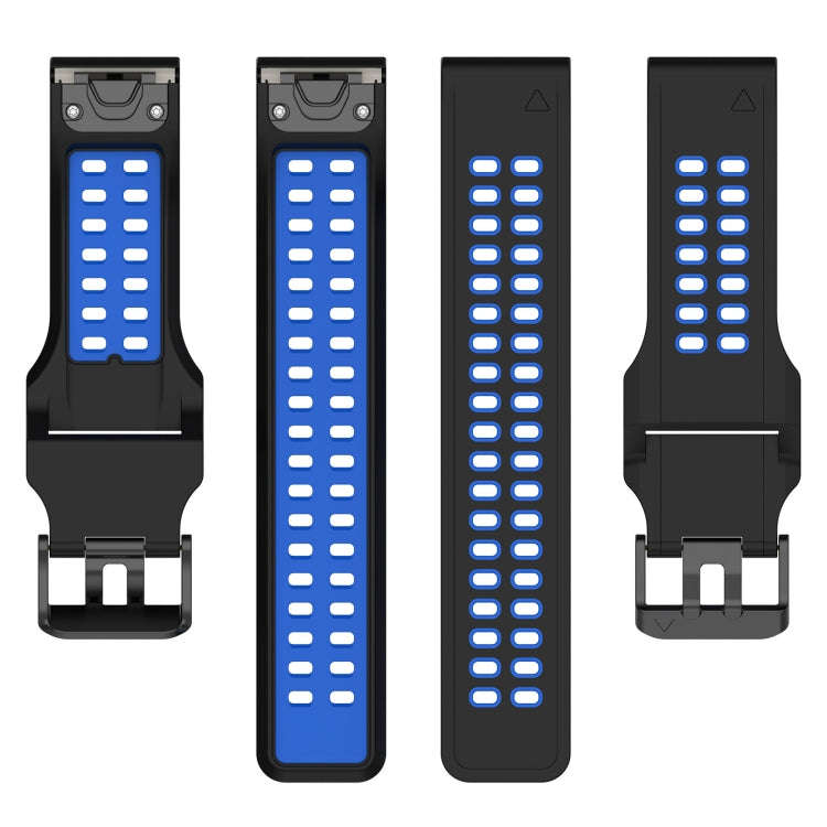 For Garmin Descent G1 / Coros Vertix 22mm Quick Release Double Row Silicone Watch Band(Black Blue)