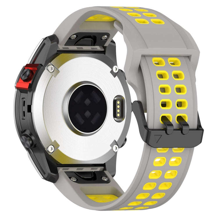 For Garmin Descent G1 / Coros Vertix 22mm Quick Release Double Row Silicone Watch Band(Grey Yellow)
