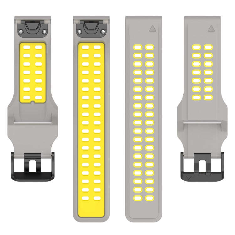 For Garmin Descent G1 / Coros Vertix 22mm Quick Release Double Row Silicone Watch Band(Grey Yellow)