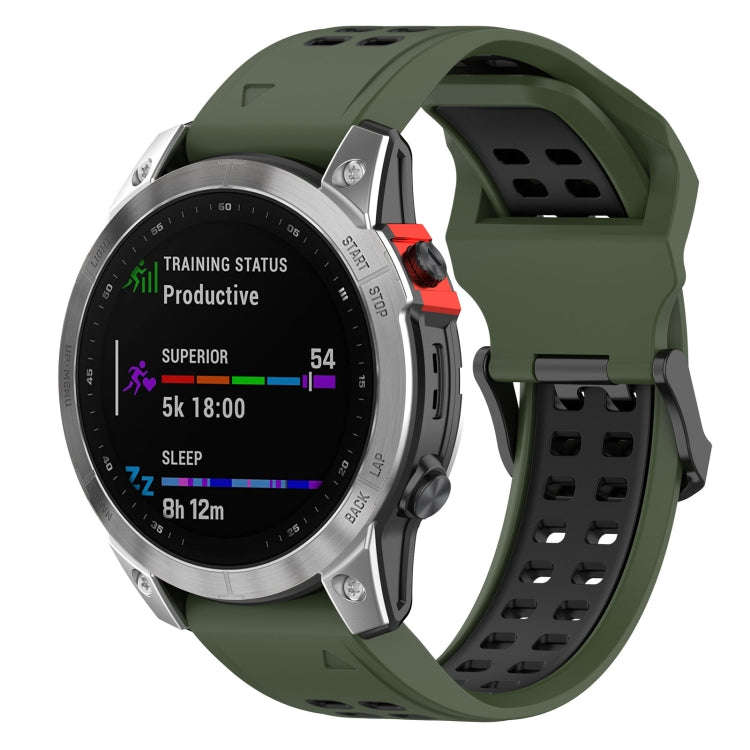 For Garmin Descent G1 / Coros Vertix 22mm Quick Release Double Row Silicone Watch Band(Army Green...