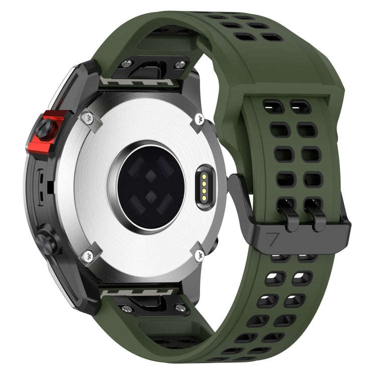 For Garmin Descent G1 / Coros Vertix 22mm Quick Release Double Row Silicone Watch Band(Army Green...