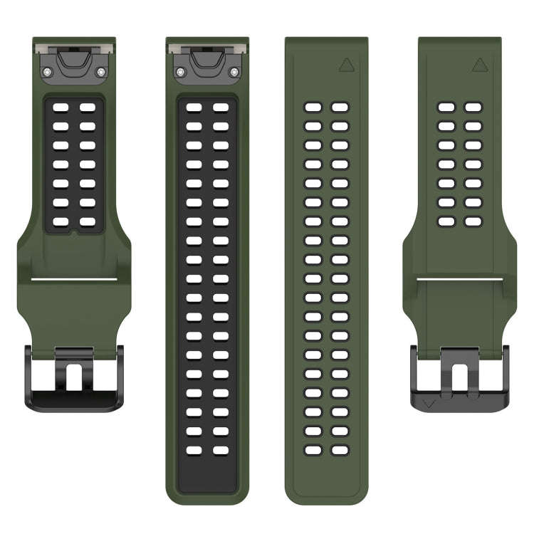For Garmin Descent G1 / Coros Vertix 22mm Quick Release Double Row Silicone Watch Band(Army Green...