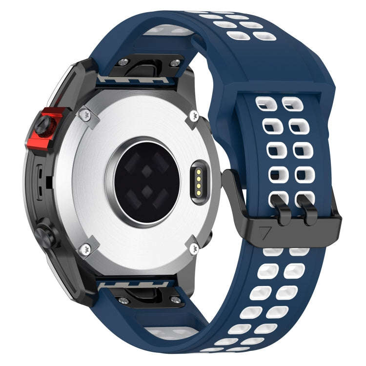 For Garmin Descent G1 / Coros Vertix 22mm Quick Release Double Row Silicone Watch Band(Blue White)