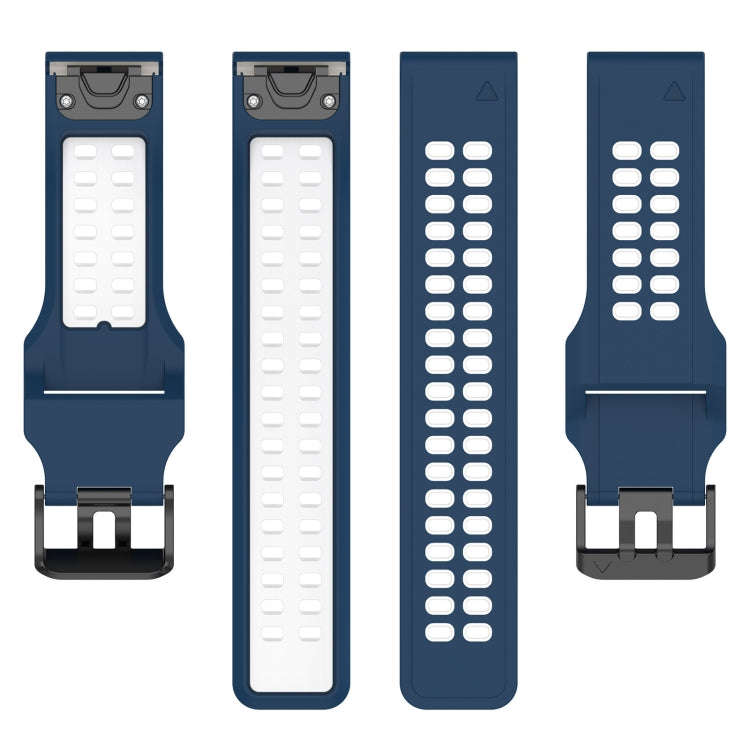 For Garmin Descent G1 / Coros Vertix 22mm Quick Release Double Row Silicone Watch Band(Blue White)