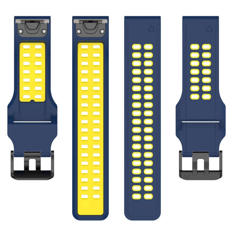 For Garmin Descent G1 / Coros Vertix 22mm Quick Release Double Row Silicone Watch Band(Blue Yellow)