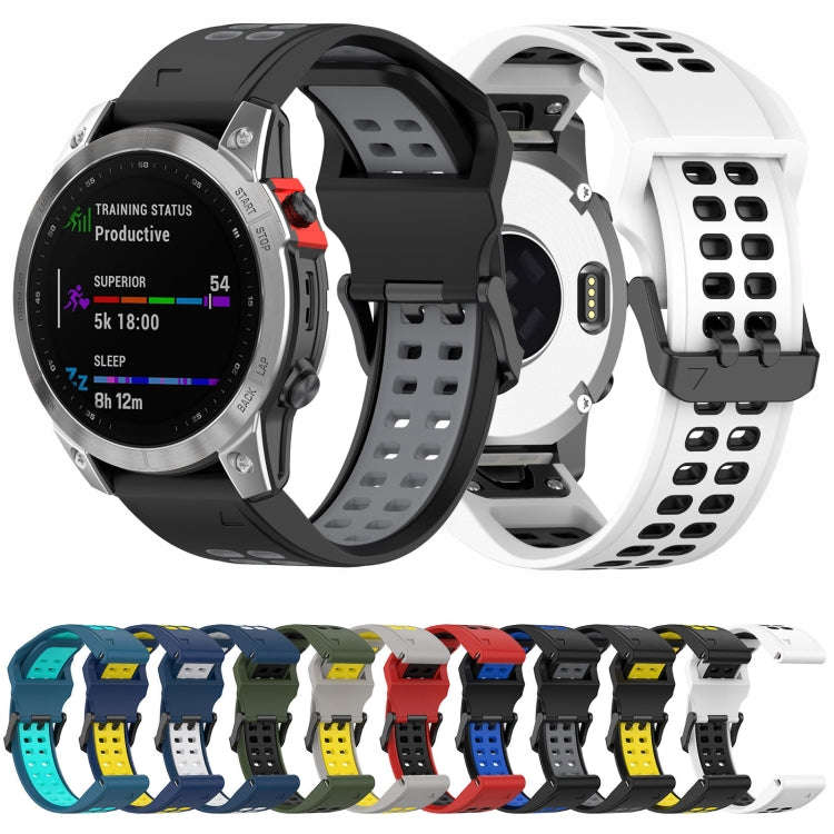 For Garmin Descent G1 / Coros Vertix 22mm Quick Release Double Row Silicone Watch Band(White Black)