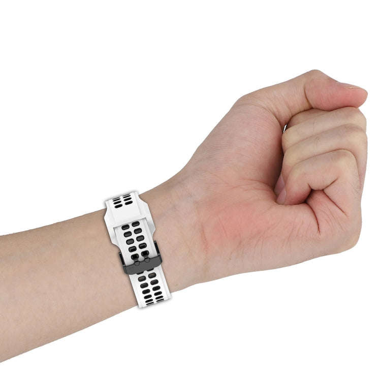 For Garmin Descent G1 / Coros Vertix 22mm Quick Release Double Row Silicone Watch Band(Blue White)