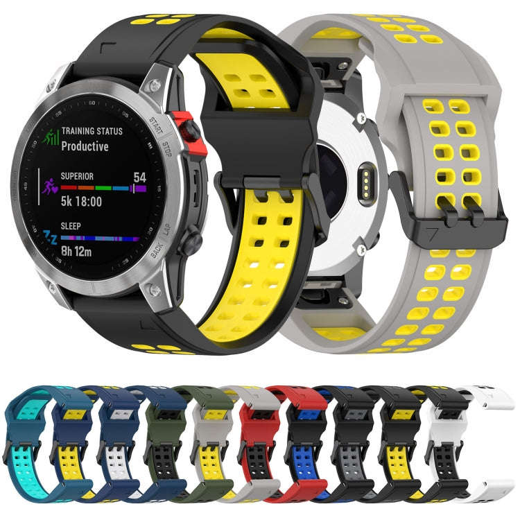 For Garmin Enduro / Coros Vertix 2 26mm Quick Release Double Row Silicone Watch Band(Grey Yellow)