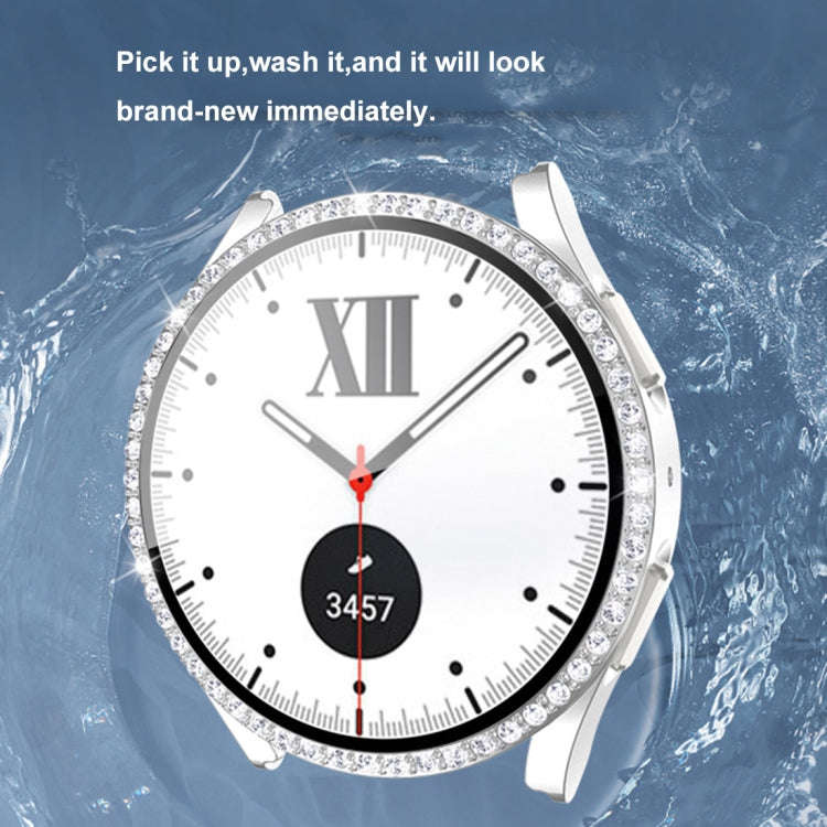 For Samsung Galaxy Watch5 40mm Single Row Diamond PC+Tempered Glass Watch Case(Transparent)