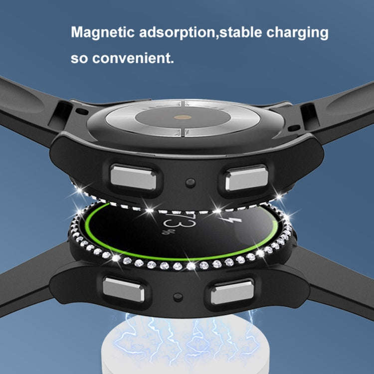 For Samsung Galaxy Watch5 40mm Single Row Diamond PC+Tempered Glass Watch Case(Transparent)