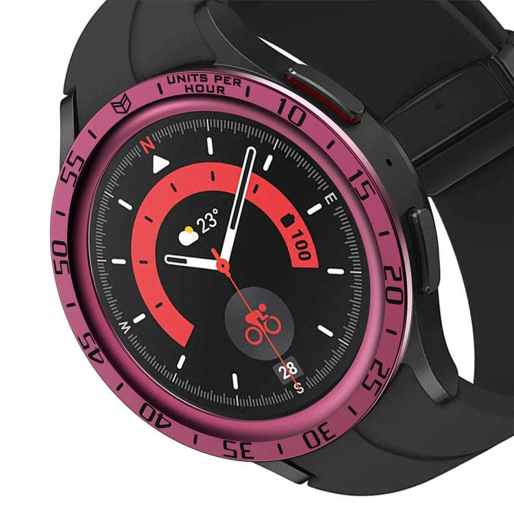 For Samsung Galaxy Watch5 Pro 45mm A Style Dial Steel Protective Frame(Wine Red)