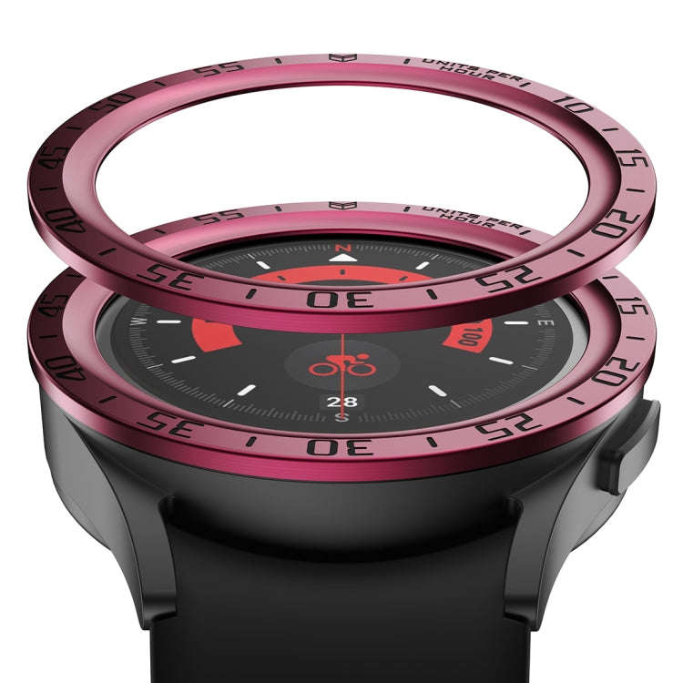 For Samsung Galaxy Watch5 Pro 45mm A Style Dial Steel Protective Frame(Wine Red)