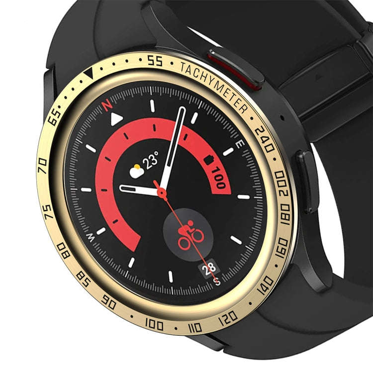 For Samsung Galaxy Watch5 Pro 45mm E Style Dial Steel Protective Frame(Gold)