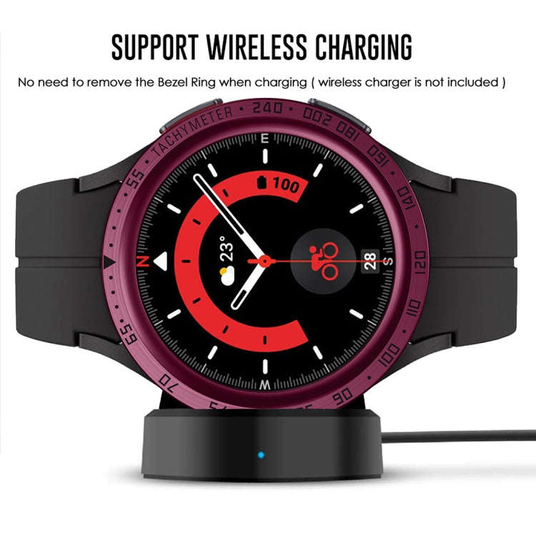 For Samsung Galaxy Watch5 Pro 45mm E Style Dial Steel Protective Frame(Wine Red)