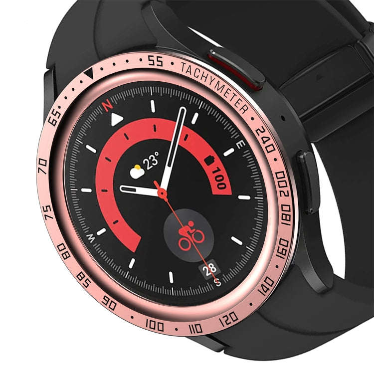 For Samsung Galaxy Watch5 Pro 45mm E Style Dial Steel Protective Frame(Rose Pink)