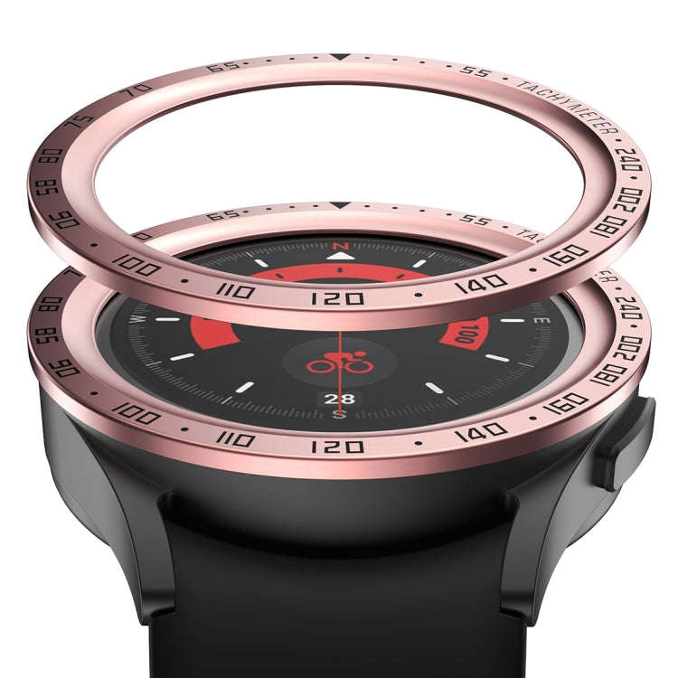 For Samsung Galaxy Watch5 Pro 45mm E Style Dial Steel Protective Frame(Rose Pink)