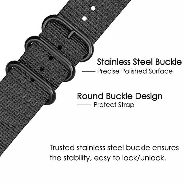For Samsung Galaxy Watch4 / Watch4 Classic / Watch5 / Watch5 Pro Nylon Three-ring Watch Band(Blac...