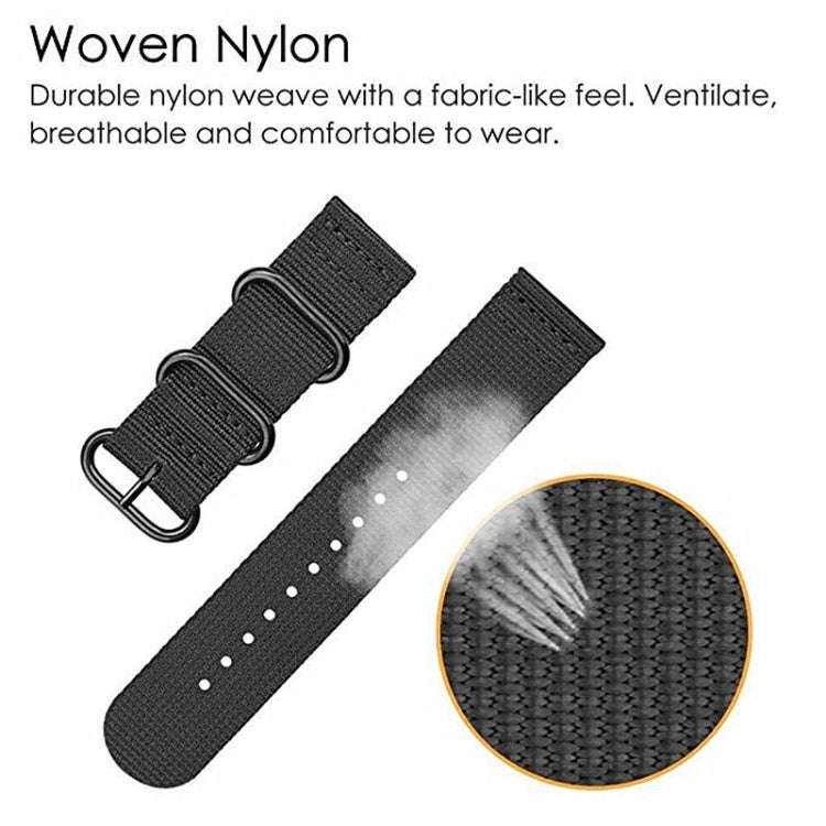 For Samsung Galaxy Watch4 / Watch4 Classic / Watch5 / Watch5 Pro Nylon Three-ring Watch Band(Blac...