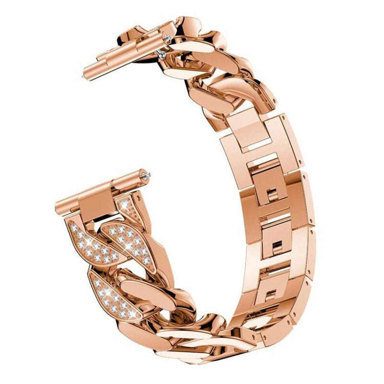 For Samsung Galaxy Watch5 40mm/44mm / Watch5 Pro Row Diamonds Denim Chain Watch Band(Rose Gold)