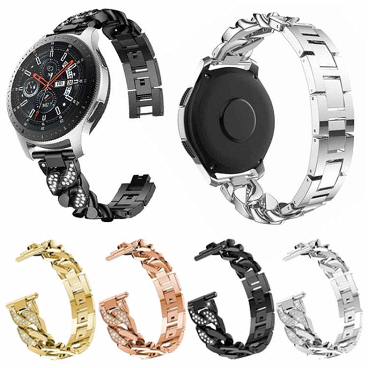 For Samsung Galaxy Watch5 40mm/44mm / Watch5 Pro Row Diamonds Denim Chain Watch Band(Silver)
