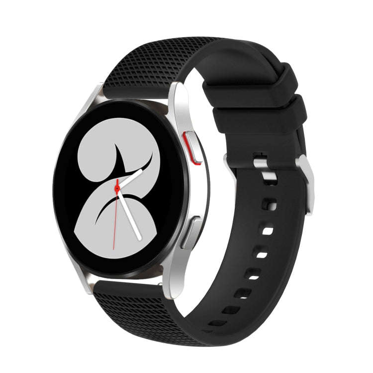 For Samsung Galaxy Watch5 40mm/44mm / Watch5 Pro 20mm Pockmarked Silver Buckle Silicone Watch Ban...