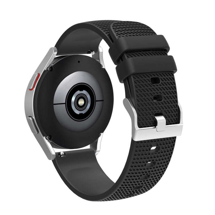 For Samsung Galaxy Watch5 40mm/44mm / Watch5 Pro 20mm Pockmarked Silver Buckle Silicone Watch Ban...