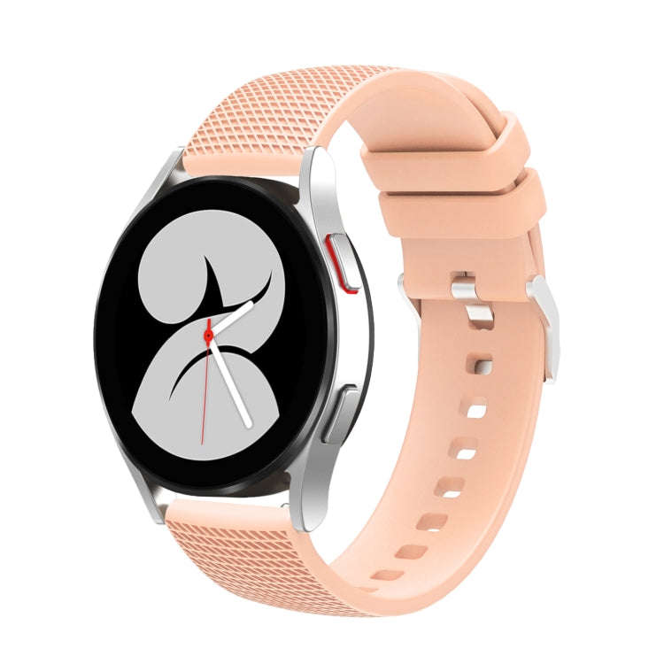 For Samsung Galaxy Watch5 40mm/44mm / Watch5 Pro 20mm Pockmarked Silver Buckle Silicone Watch Ban...