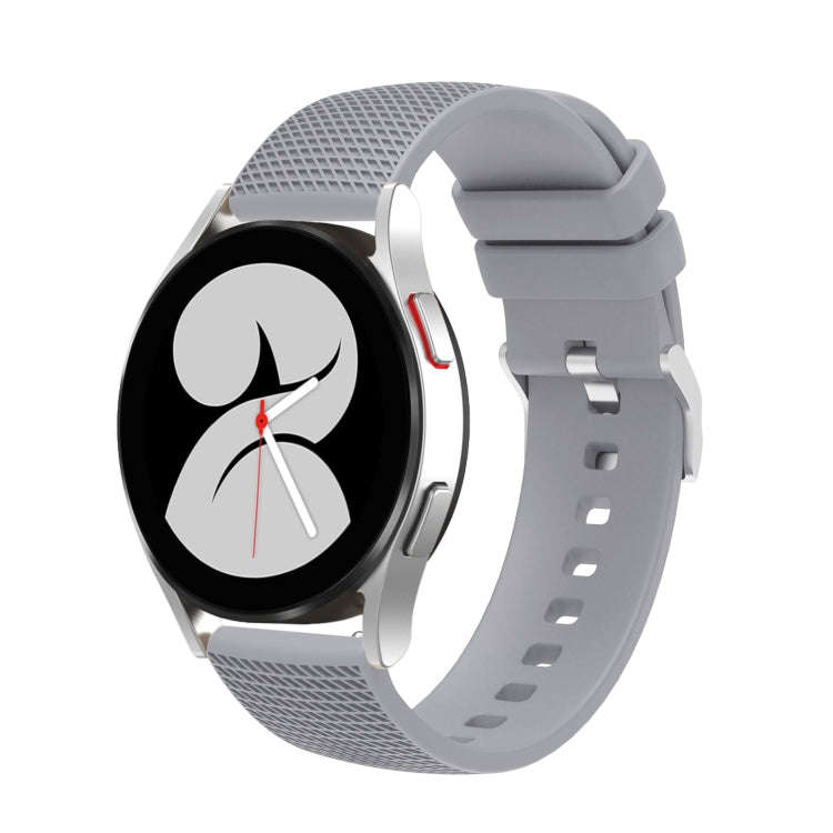 For Samsung Galaxy Watch5 40mm/44mm / Watch5 Pro 20mm Pockmarked Silver Buckle Silicone Watch Ban...