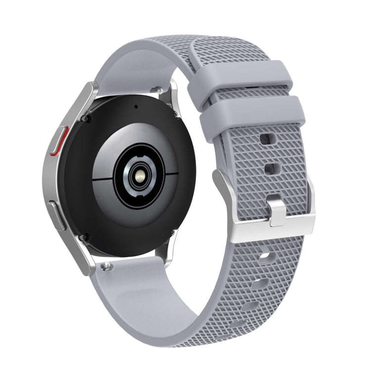 For Samsung Galaxy Watch5 40mm/44mm / Watch5 Pro 20mm Pockmarked Silver Buckle Silicone Watch Ban...