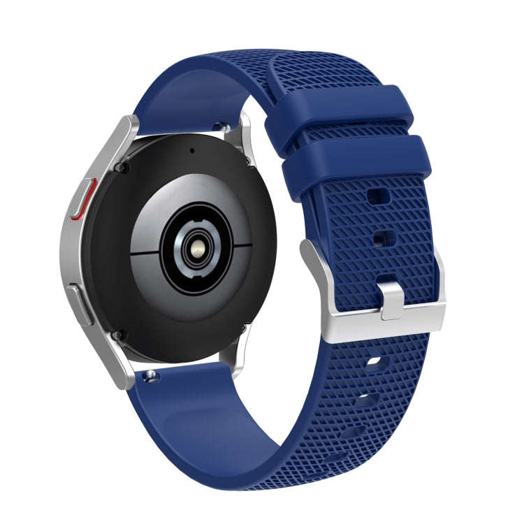 For Samsung Galaxy Watch5 40mm/44mm / Watch5 Pro 20mm Pockmarked Silver Buckle Silicone Watch Ban...