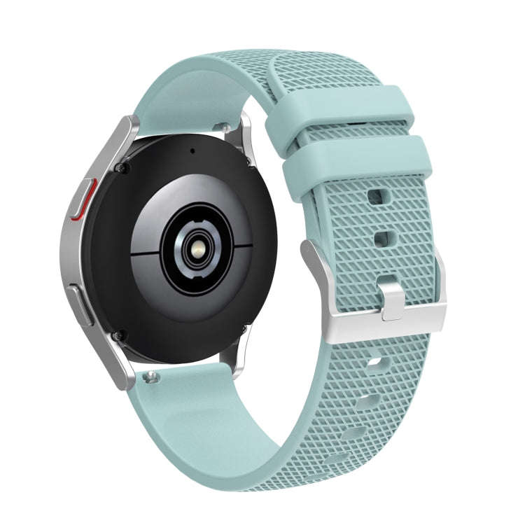 For Samsung Galaxy Watch5 40mm/44mm / Watch5 Pro 20mm Pockmarked Silver Buckle Silicone Watch Ban...