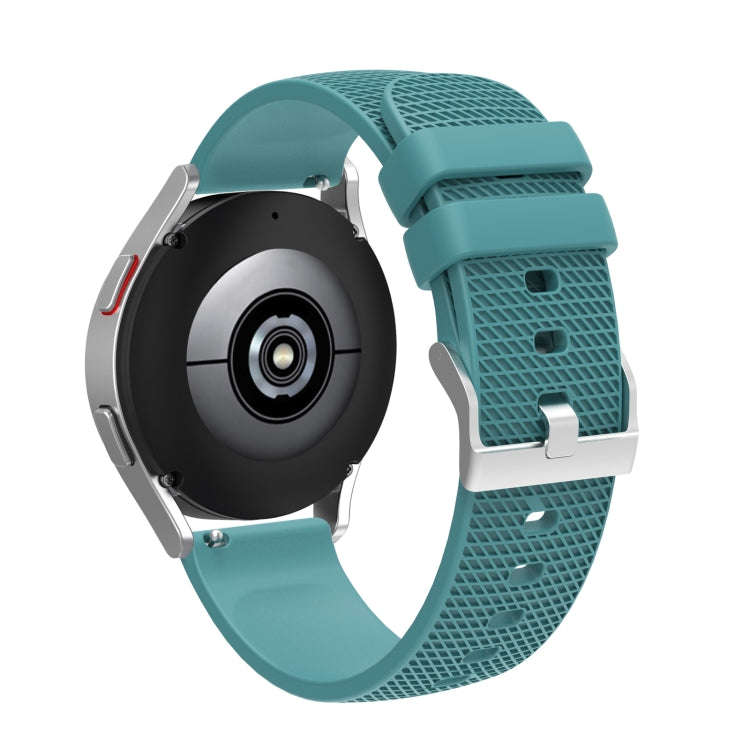 For Samsung Galaxy Watch5 40mm/44mm / Watch5 Pro 20mm Pockmarked Silver Buckle Silicone Watch Ban...