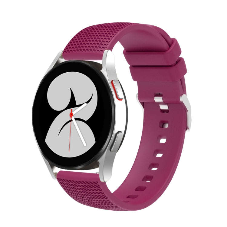 For Samsung Galaxy Watch5 40mm/44mm / Watch5 Pro 20mm Pockmarked Silver Buckle Silicone Watch Ban...