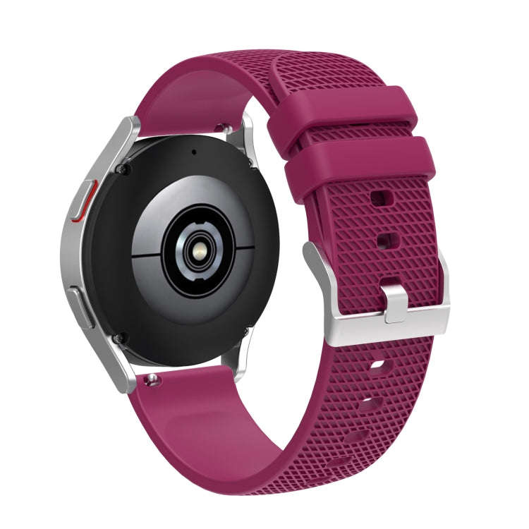 For Samsung Galaxy Watch5 40mm/44mm / Watch5 Pro 20mm Pockmarked Silver Buckle Silicone Watch Ban...