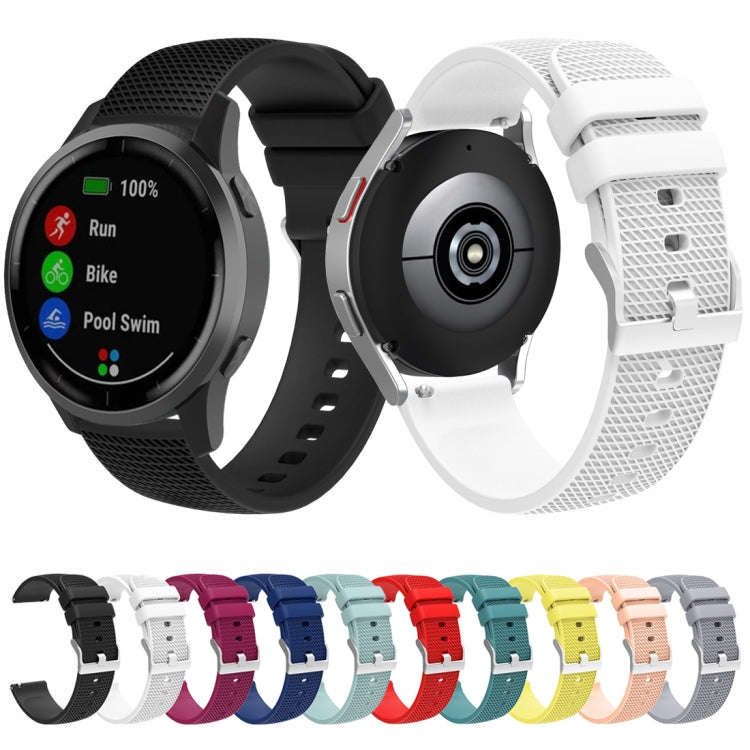 For Samsung Galaxy Watch5 40mm/44mm / Watch5 Pro 20mm Pockmarked Silver Buckle Silicone Watch Ban...