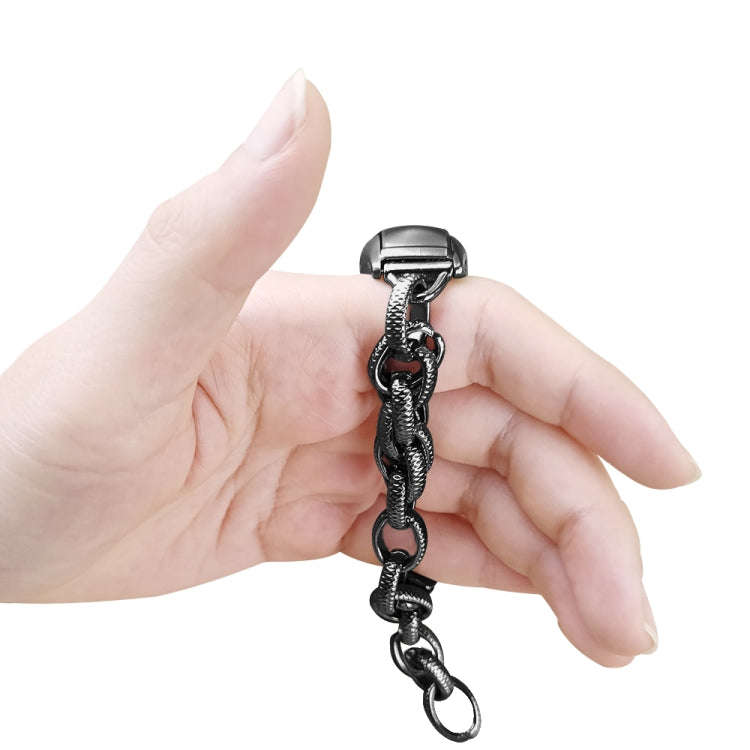 For Xiaomi Mi Band 5 / 6 Corrugated Twist Chain Metal Watch Band(Black)