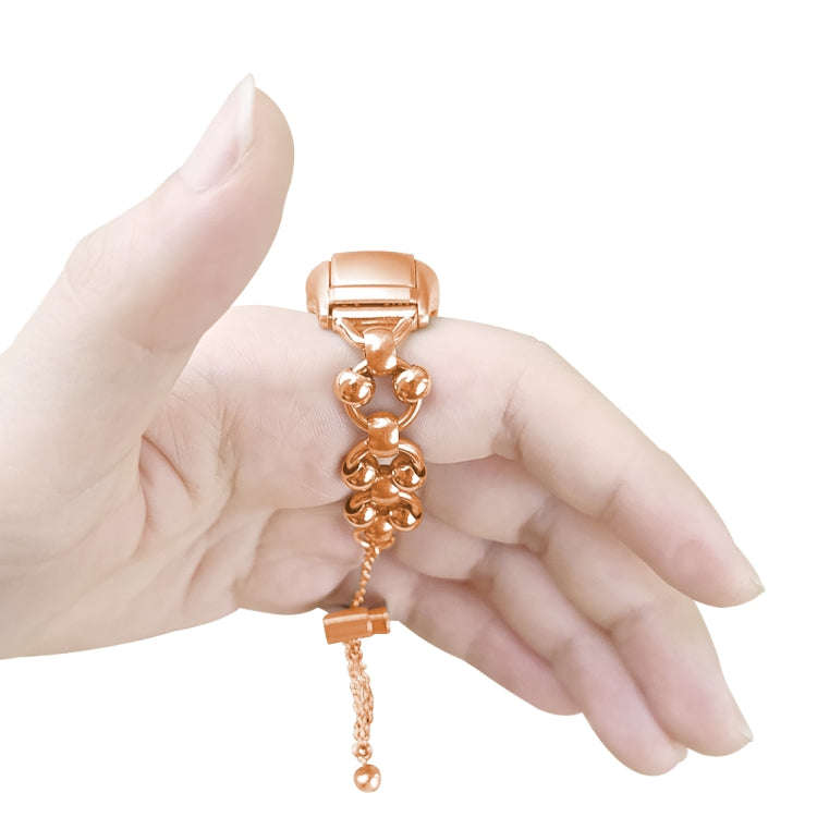 For Xiaomi Mi Band 3 / 4 Bead Steel Chain Metal Watch Band(Rose Gold)