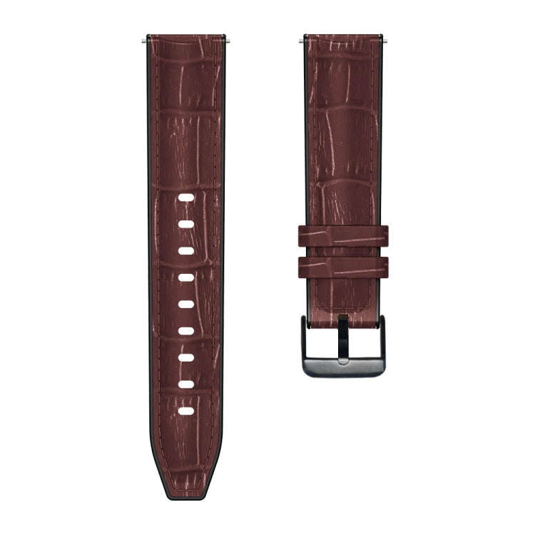 For Huawei GT 3 Pro 46mm Bamboo Joint Texture Silicone Leather Watch Band(Dark Brown)