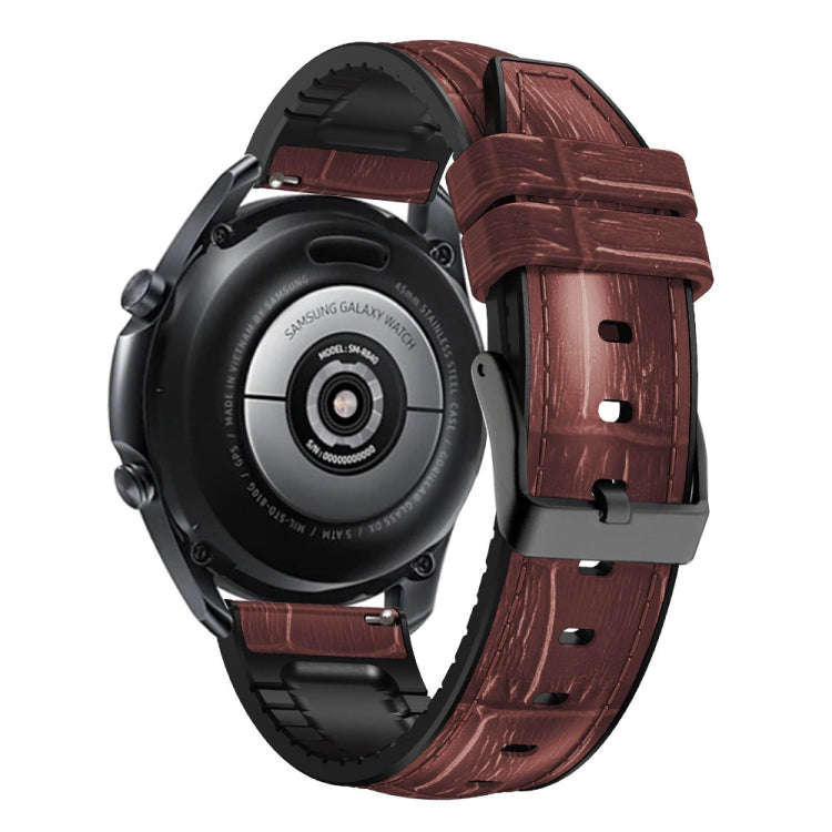 For Huawei GT 3 Pro 46mm Bamboo Joint Texture Silicone Leather Watch Band(Dark Brown)