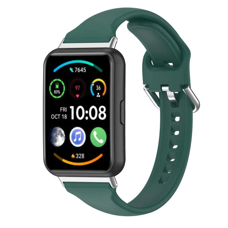For Huawei Watch Fit 2 Small Waist Silicone Watch Band, Size:S(Green)