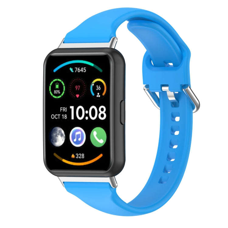 For Huawei Watch Fit 2 Small Waist Silicone Watch Band, Size:S(Blue)