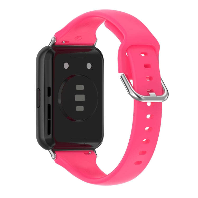 For Huawei Watch Fit 2 Small Waist Silicone Watch Band, Size:S(Rose Red)
