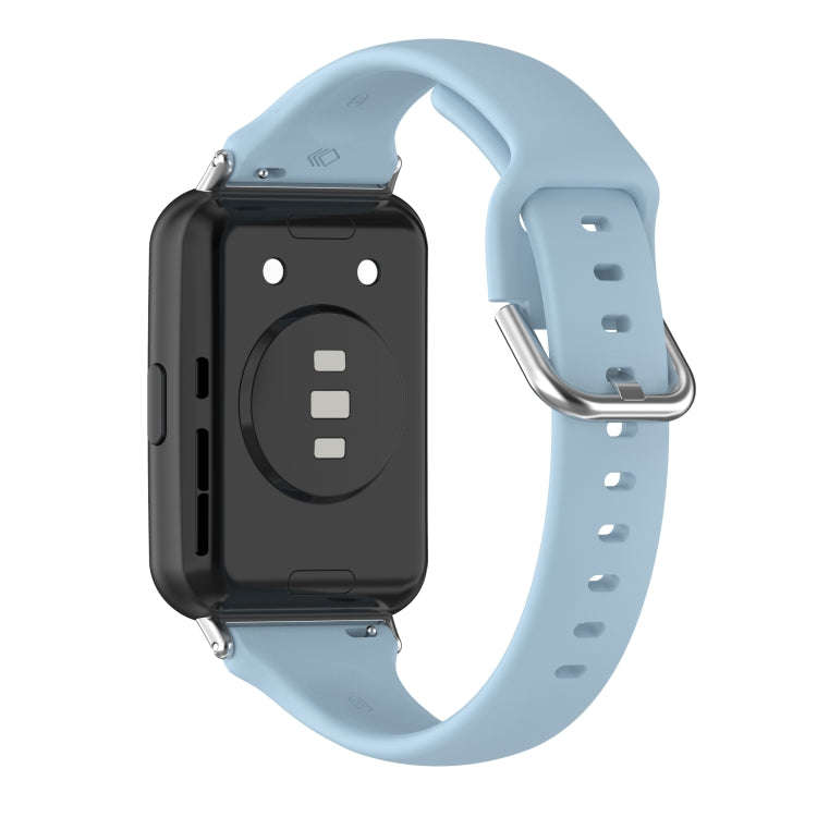 For Huawei Watch Fit 2 Small Waist Silicone Watch Band, Size:S(Light Blue)