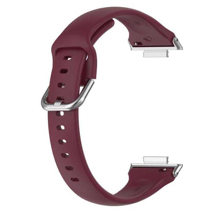 For Huawei Watch Fit 2 Small Waist Silicone Watch Band, Size:L(Wine Red)