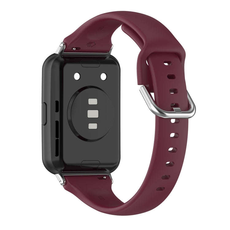 For Huawei Watch Fit 2 Small Waist Silicone Watch Band, Size:L(Wine Red)