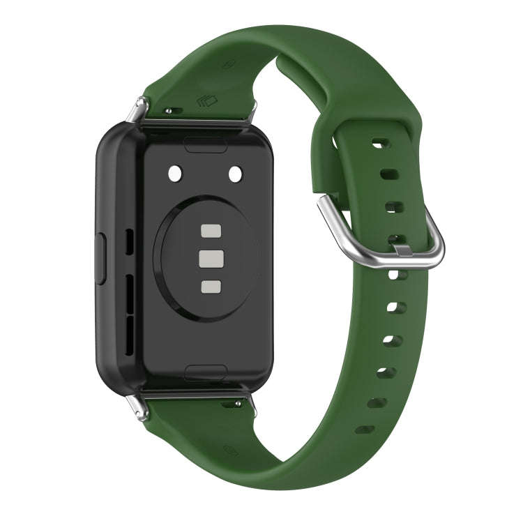 For Huawei Watch Fit 2 Small Waist Silicone Watch Band, Size:L(Army Green)
